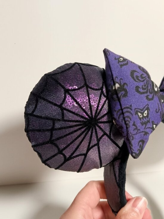 Custom Made Sequin Spiderweb Haunted Mansion Disney Minnie Mouse Ears